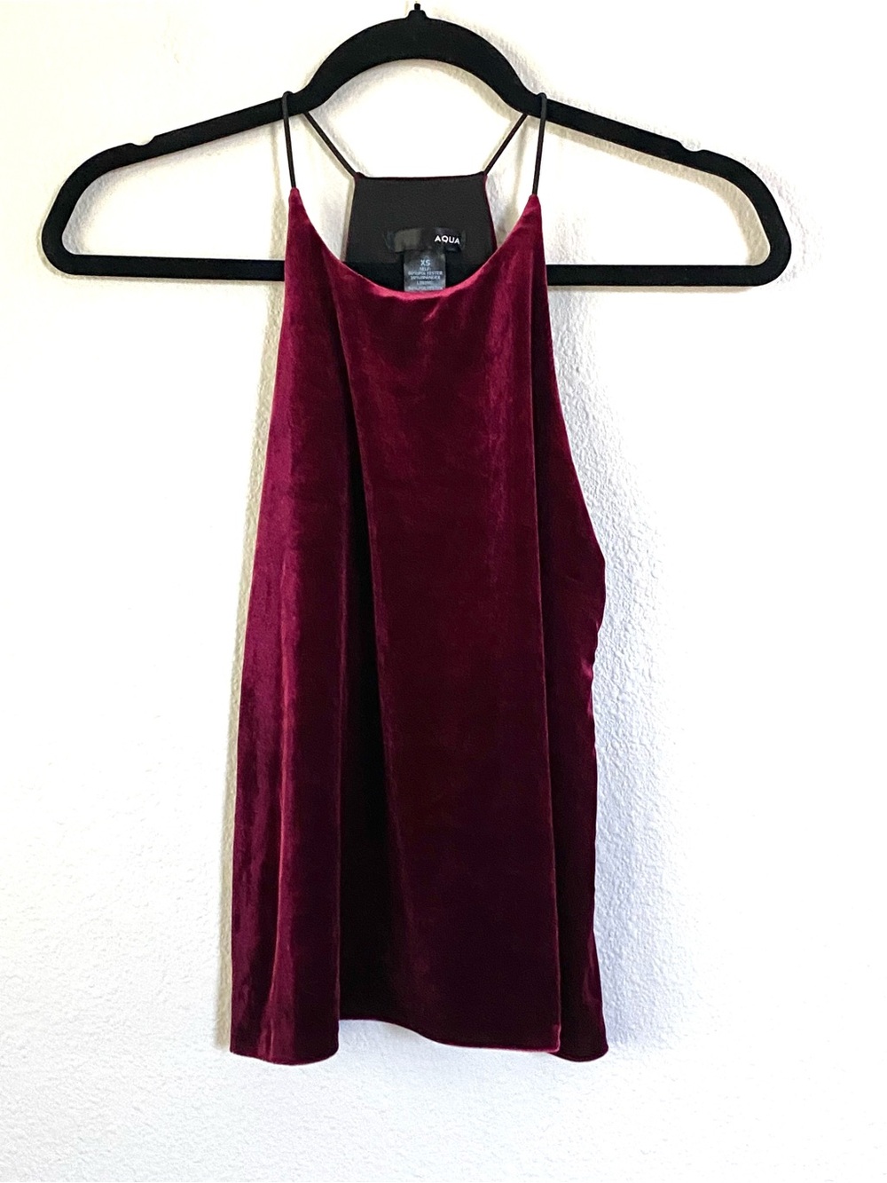 NWOT Aqua by Bloomingdale’s Burgundy Velvet Halter Cami Top
